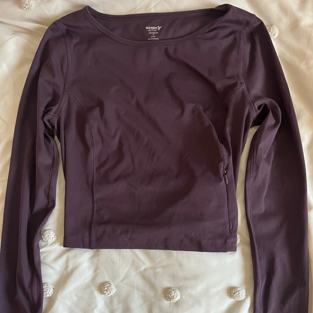 Old Navy Red Long Sleeve Fitted Crop Bodysuit